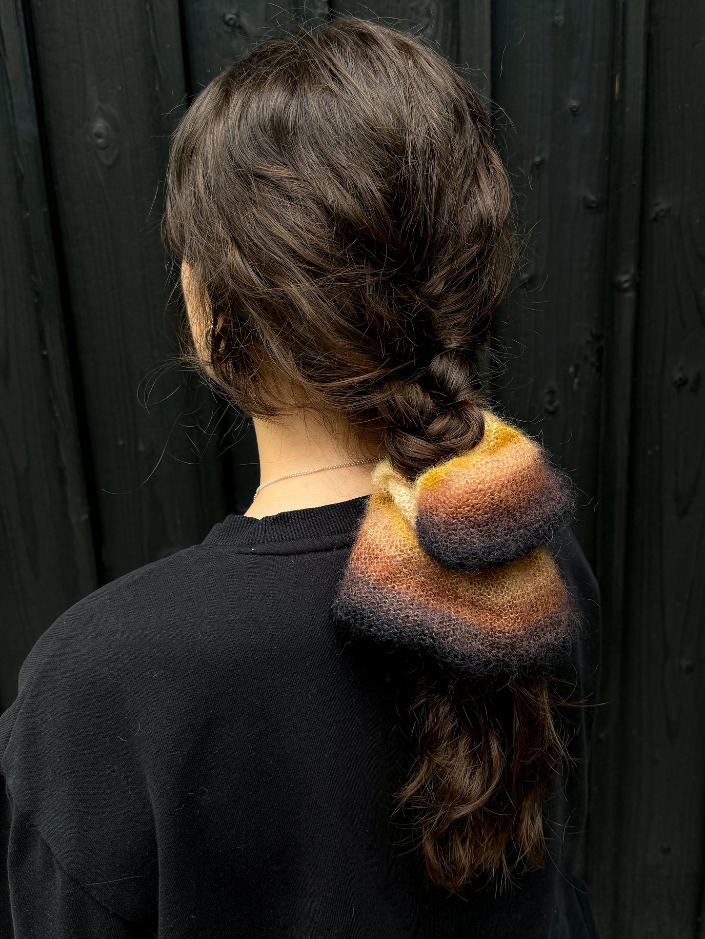 Brown ombre mohair scrunchie