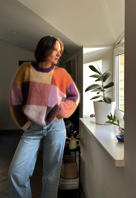 Square sweater in mohair & silk