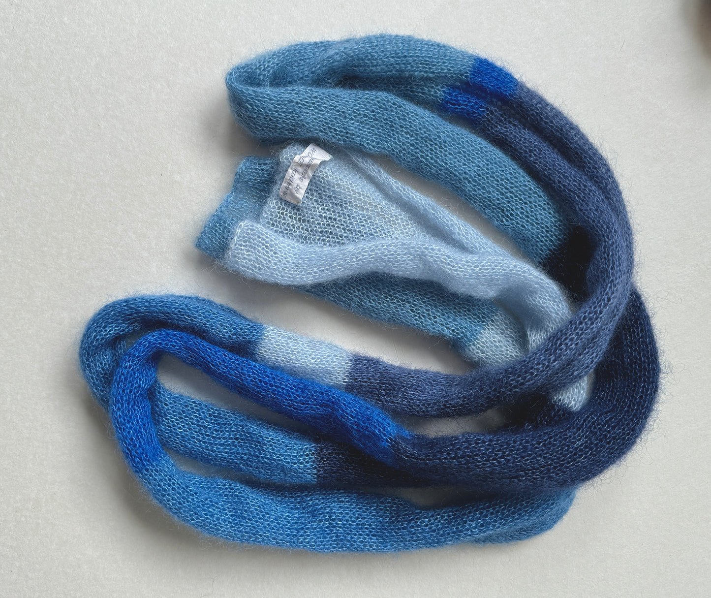 Skinny mohair scarf in blue shades