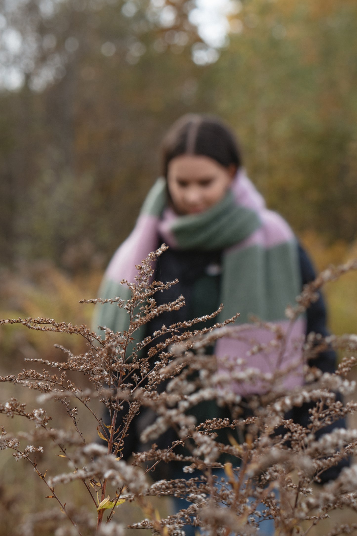 big soft mohair scarf green and pink